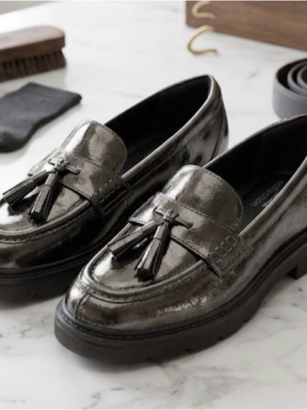 Clarks Lauryl Tassel Loafers Gun Metal Gray